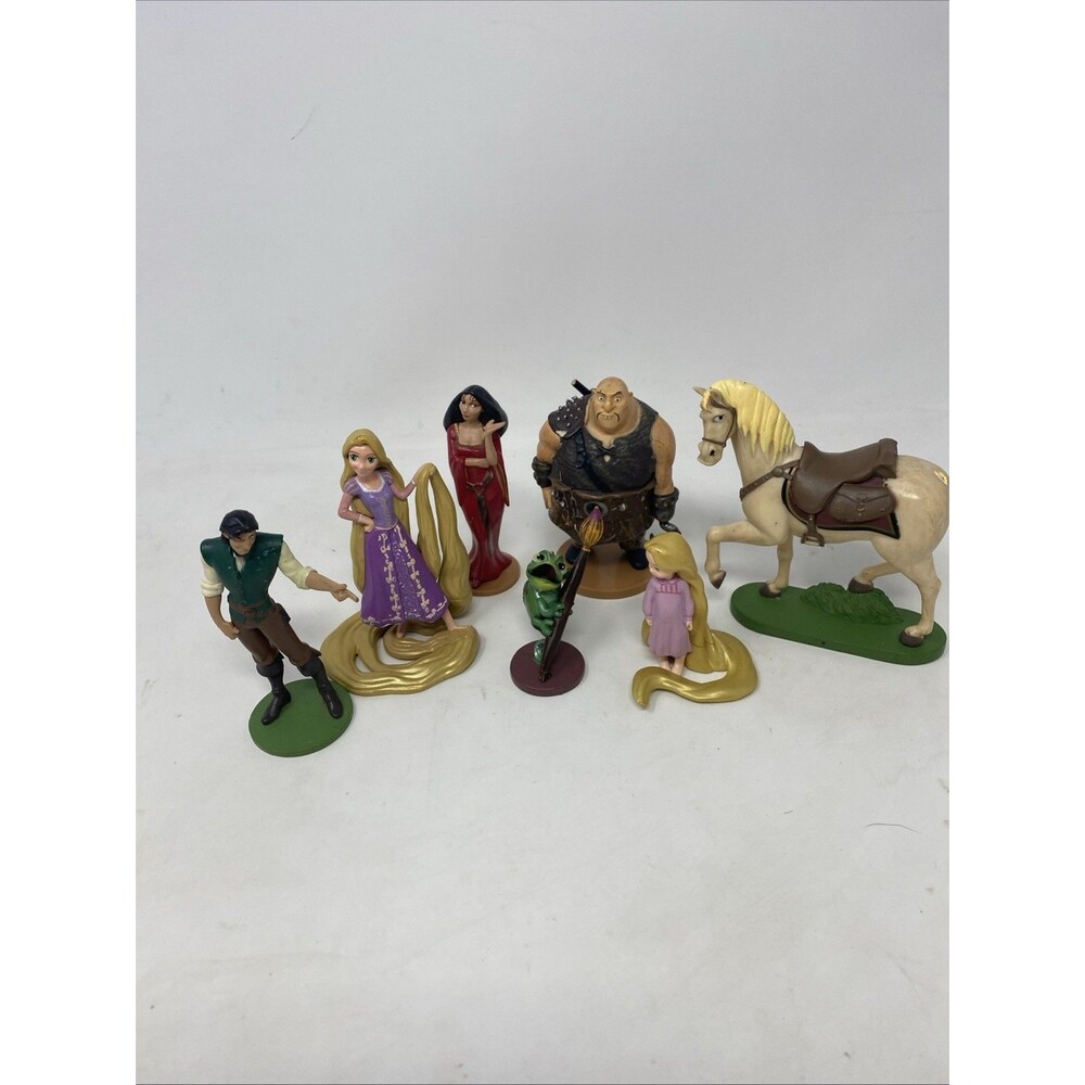 DISNEY RAPUNZEL Tangled Action Figures Cake Toppers 7 Pieces PVC